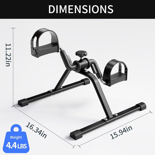 Pedal Exerciser Mini Stationary Cycle with Adjustable Resistance, Under Desk Bike for Home Exercise Equipment, Lightweight and Compact