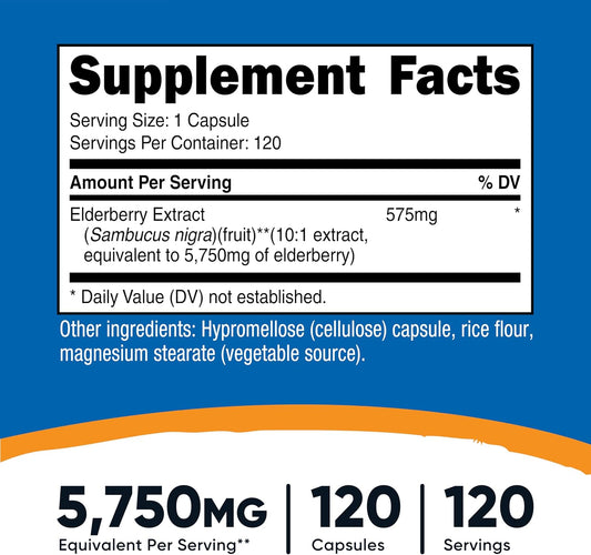 Nutricost Elderberry Capsules 575mg (120 Capsules) Black Elderberry