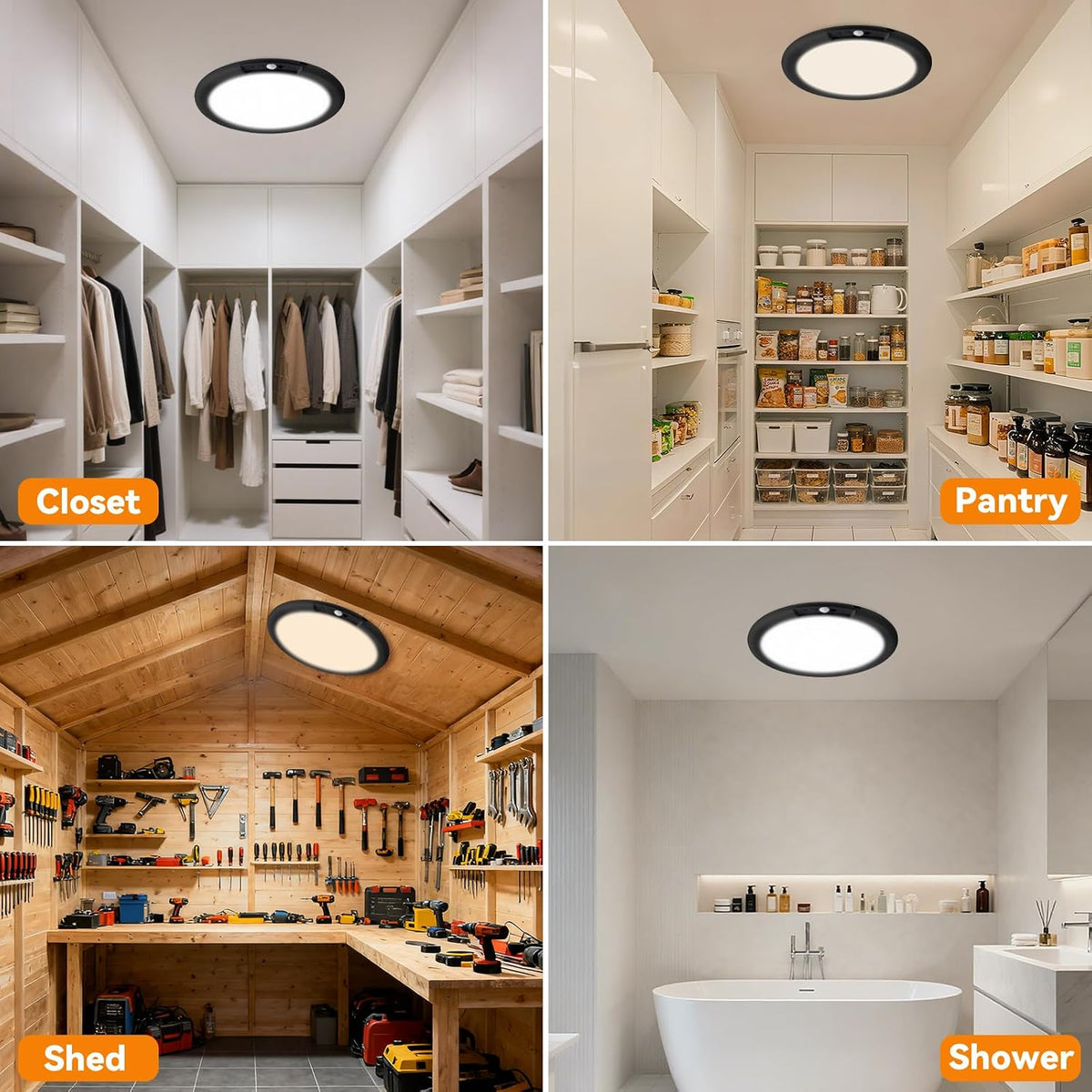 KYEKIO 2Pack Rechargeable LED Ceiling Light/Shower Light with Remote