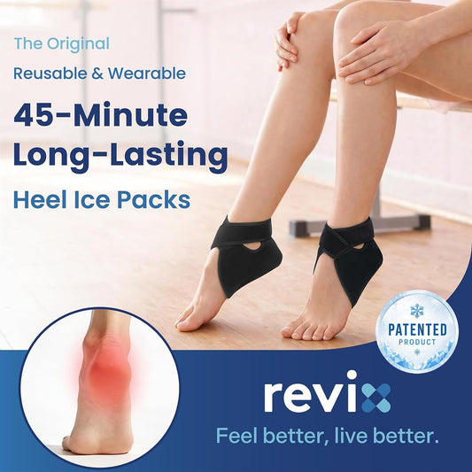 REVIX 2-Pack 45-Min Heel Ice Pack Wrap for Tendonitis & Plantar Fasciitis