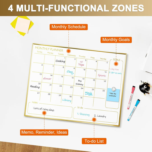Dry Erase Calendar Whiteboard, 24''x18'', Monthly White Board Planner
