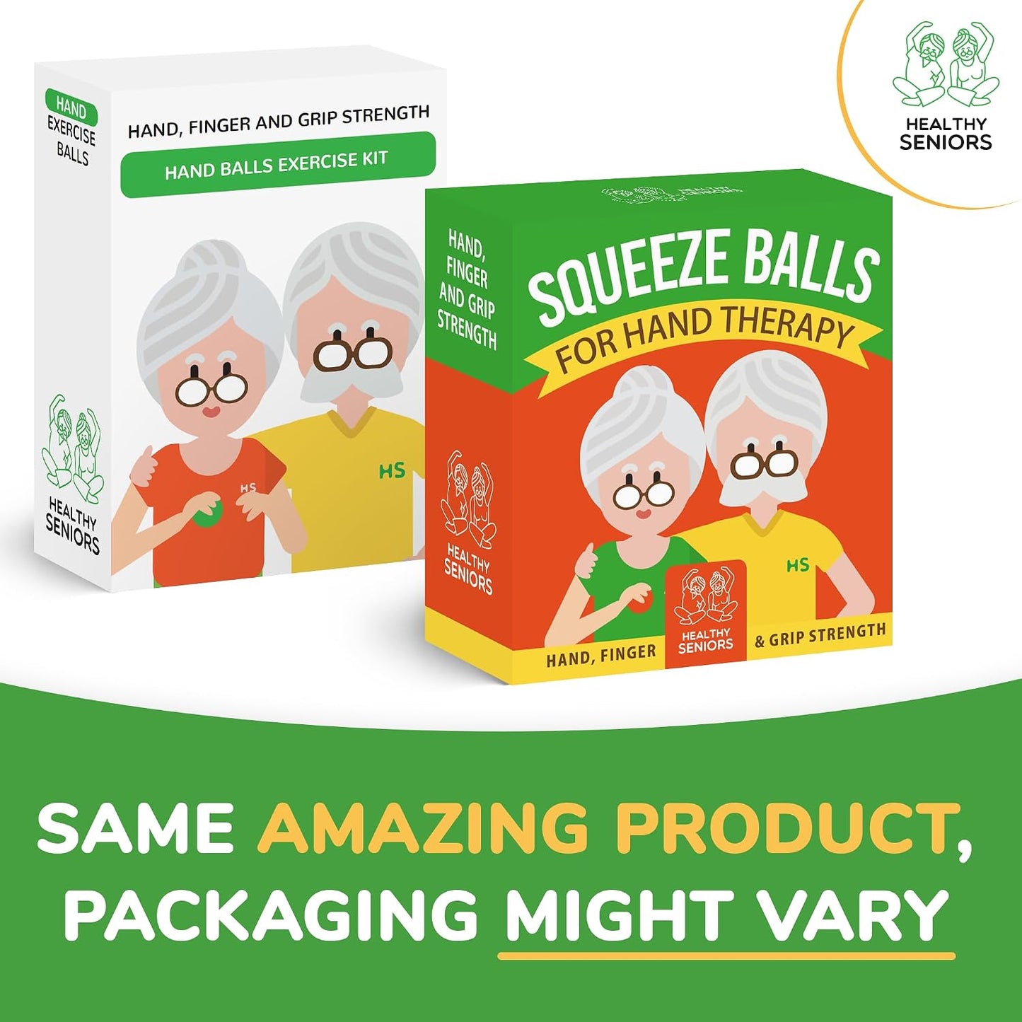 Healthy Seniors Hand Therapy Squeeze Balls – Set of 4 Egg-Shaped Silicone Exercise Balls | 4 Resistance Levels for Arthritis, Carpal Tunnel & Grip Rehab | Includes 16-Exercise Booklet + Video Guide