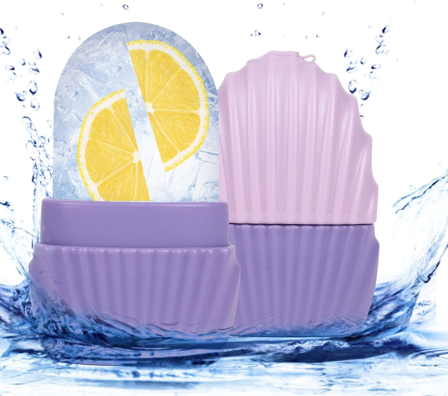Ice Cube Roller for Face,Eyes and Neck,Reusable Silicone Ice Mold Mermaid Shell Shape for Shrink Pores Anti Wrinkle and Skin Beauty Care,Reduce Migraine Pain,Gua Sha Face Massage Tools (Pink)