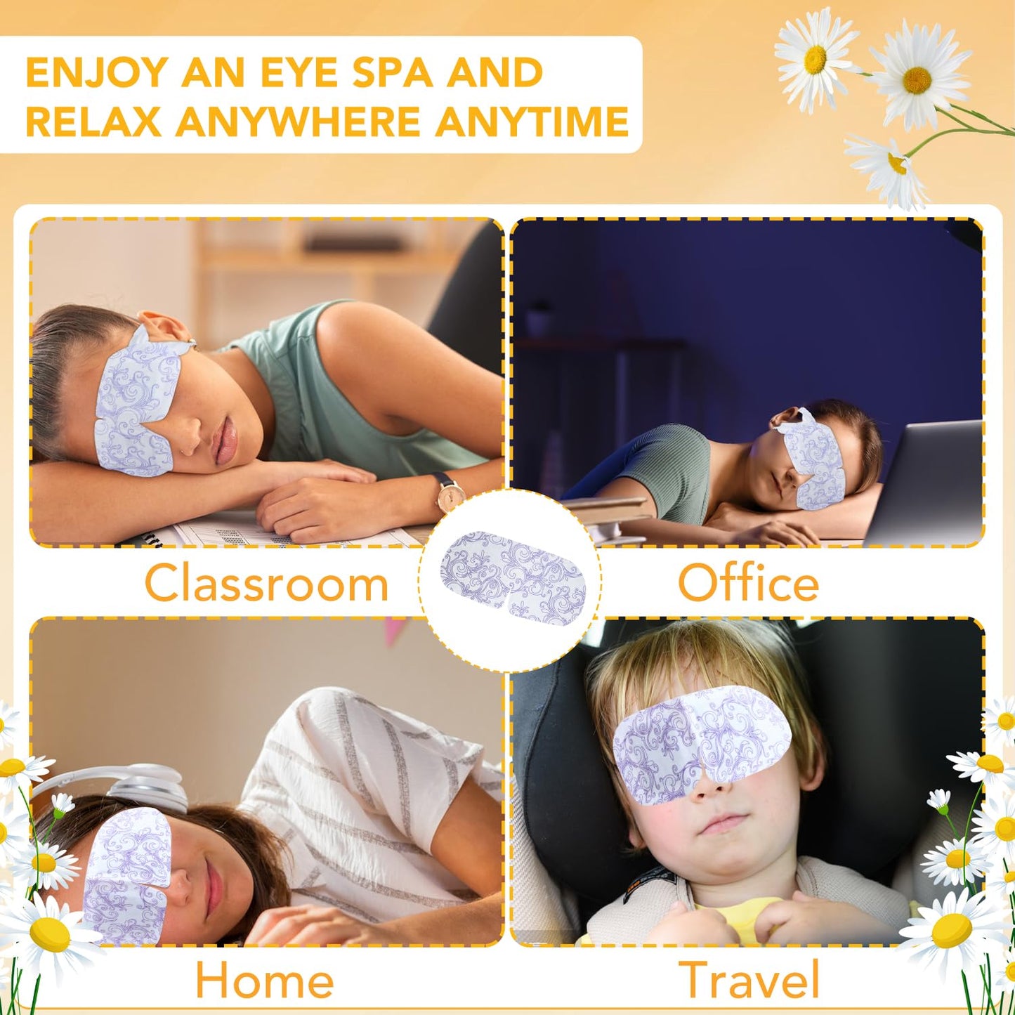 XPCARE 48 Pack Steam Eye Masks for Dry Eyes, Self Heated Steam Warm Eye Mask, Disposable Heated Eye Mask for Dark Circles, Puffy Eyes, Relief Stress Eye Fatigue(Lavender)