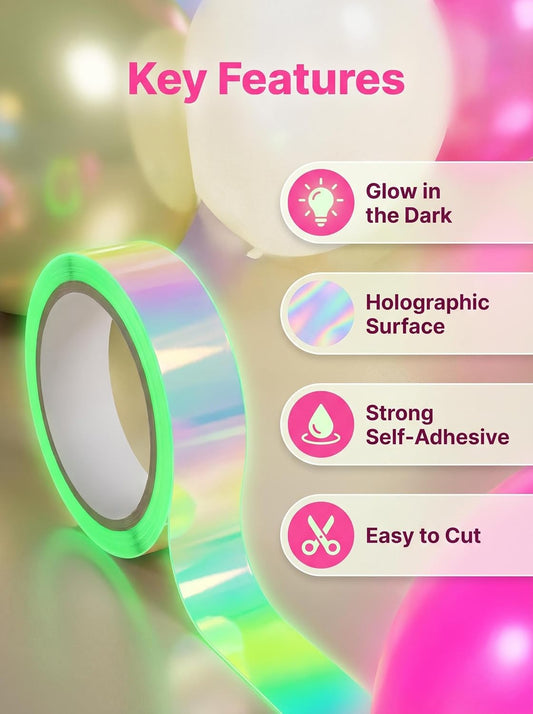 Glow in the Dark Tape 1"x30FT Fluorescent Green Self-Adhesive Safety Tape