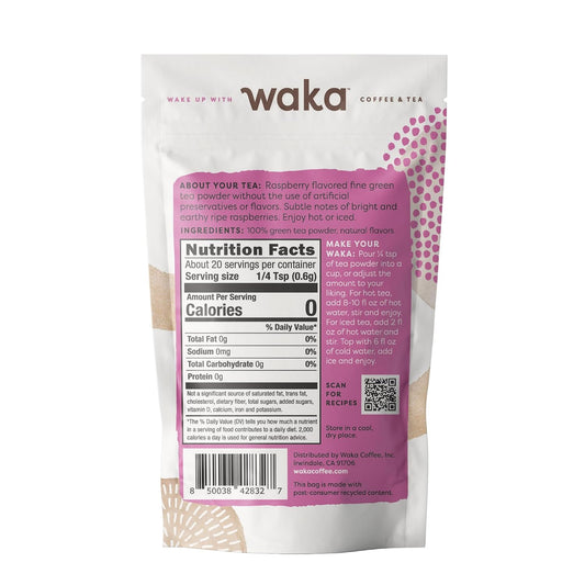 Waka Instant Raspberry Green Tea Powder, 0.45 oz Travel Pack