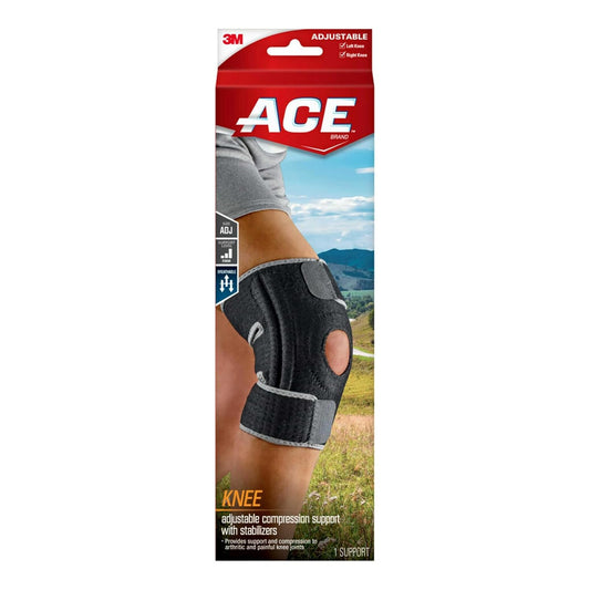 ACE Brand Adjustable Knee Brace with Side Stabilizers Provides Support & Compression to Arthritic and Painful Knee Joints