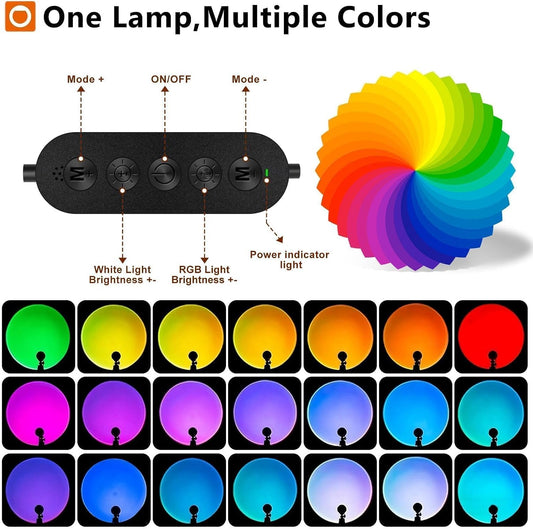 Sunset Lamp with App Control – 360° Rotatable Multicolor Sunset Projector, 16M Colors, Perfect for Bedroom Decor, Photography, TikTok Live, Parties & Gifts