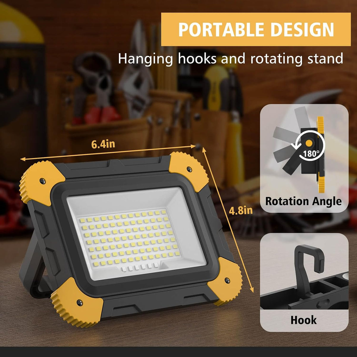 AUMIO 2-Pack Magnetic LED Work Lights, USB Rechargeable 40W with 5 Modes