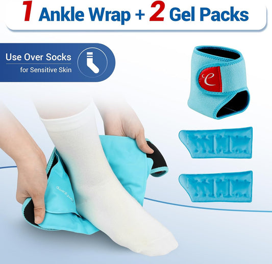 Comfytemp Ankle Ice Pack Wrap Brace for Swelling, Foot Pain Relief Reusable
