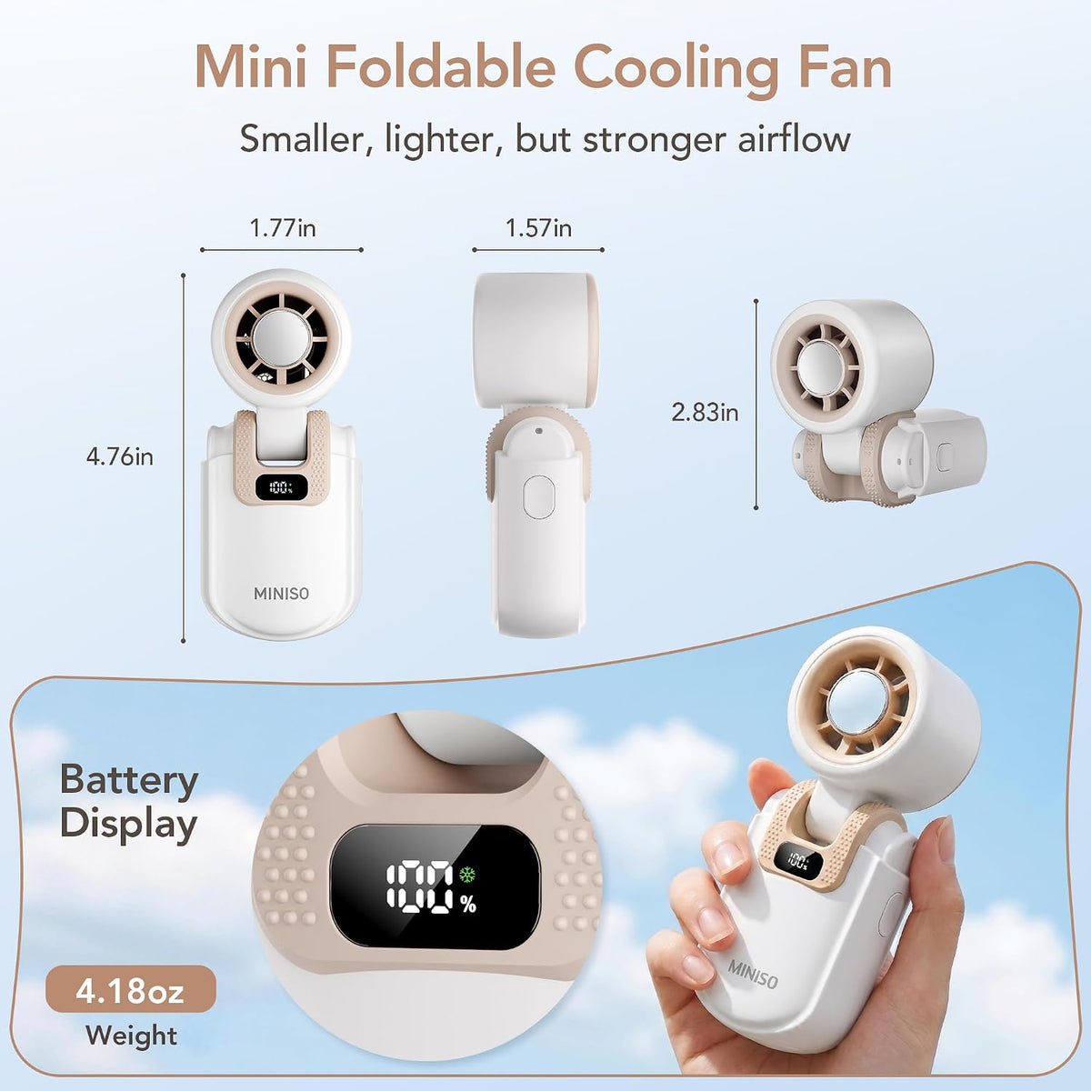 MINISO Portable Fan with Cooling Plate, Mini Handheld Fan Turbo