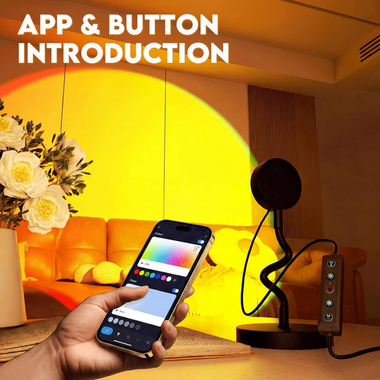 Sunset Lamp Projector with APP Control, Remote Control and Button Switch, Multicolor Changing LED Projection Lamp 360 Degree Rotation Sunlight for Bedroom/Photography/Party/Tiktok Live/Room Decor