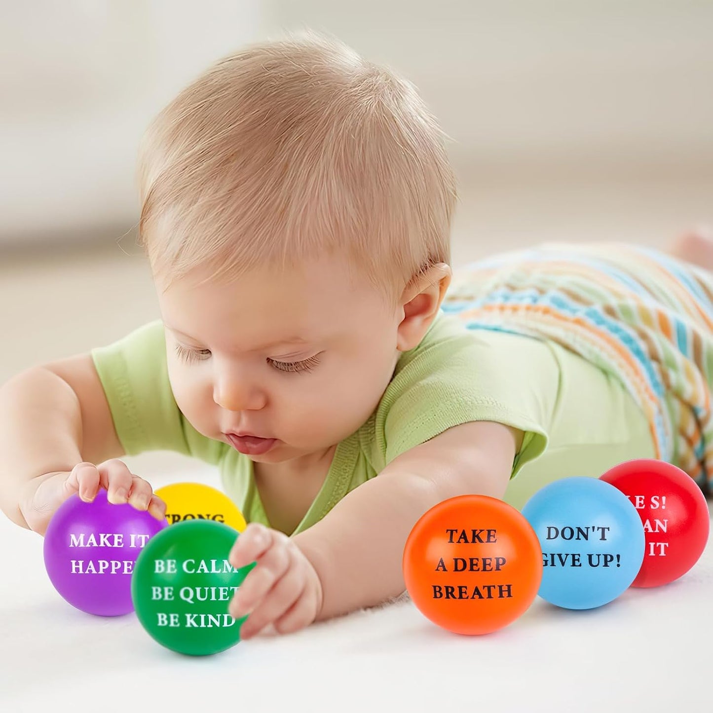 LOVESTOWN 18 PCS Motivational Stress Relief Balls, Squeeze Toys, 2 Inch