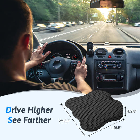 Wedge Car Seat Cushion for Better Visibility & Sciatica Pain Relief - High Density Memory Foam, Non-Slip Ergonomic Car Seat Cushion for Driving, Universal Fit for Car, SUV,Truck & Tractor