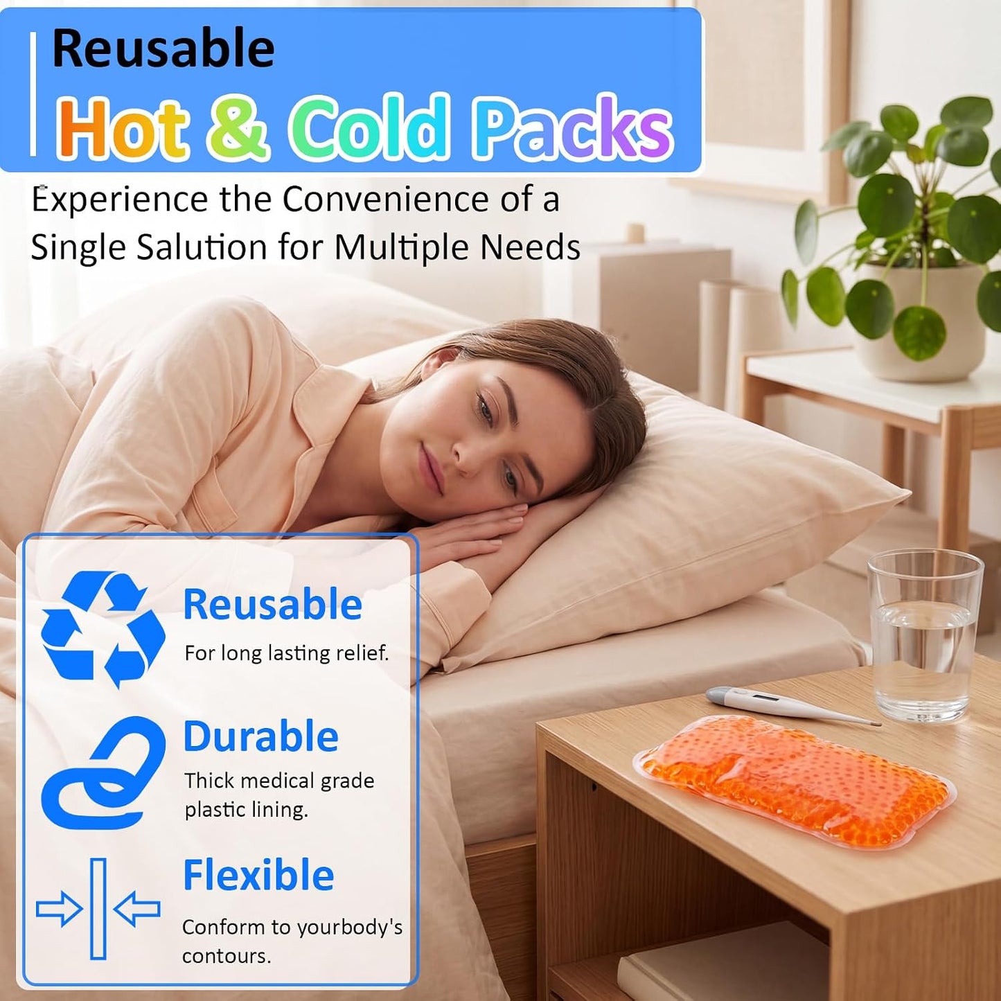 TrelaCo 24 Pcs Gel Bead Ice Pack 4 x 6 Inch Reusable Hot Cold Pack Soft Small Gel Cooling Pad Compress for Sports Swelling, Knee, Shoulder, Foot, Back, Ankle, Neck, Elbow Injuries Wrap Pain Relief