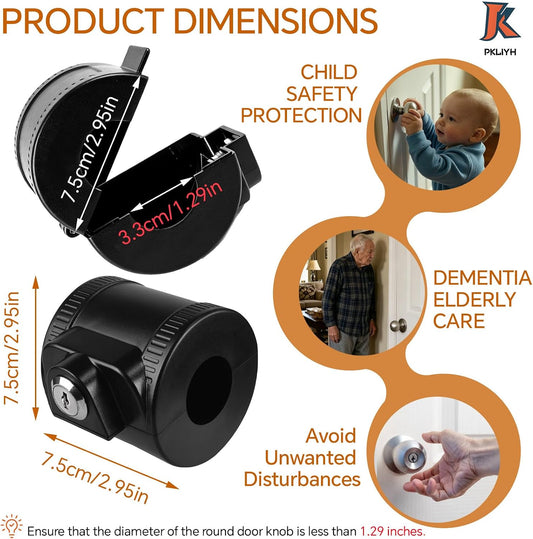 Child Safety Door Knob Cover (1Pack,Black) Hard-to-Remove