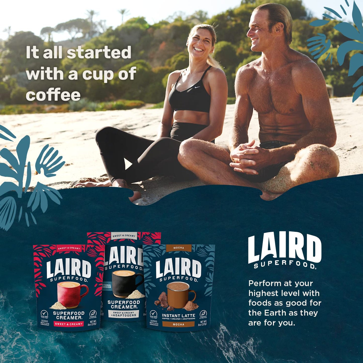 Laird Superfood Chai Instant Latte with Adaptogens - Instant Chai Tea Powder with Superfood Coconut Creamer - Gluten Free, Non-GMO, Vegan, 8 oz. Bag, Pack of 1