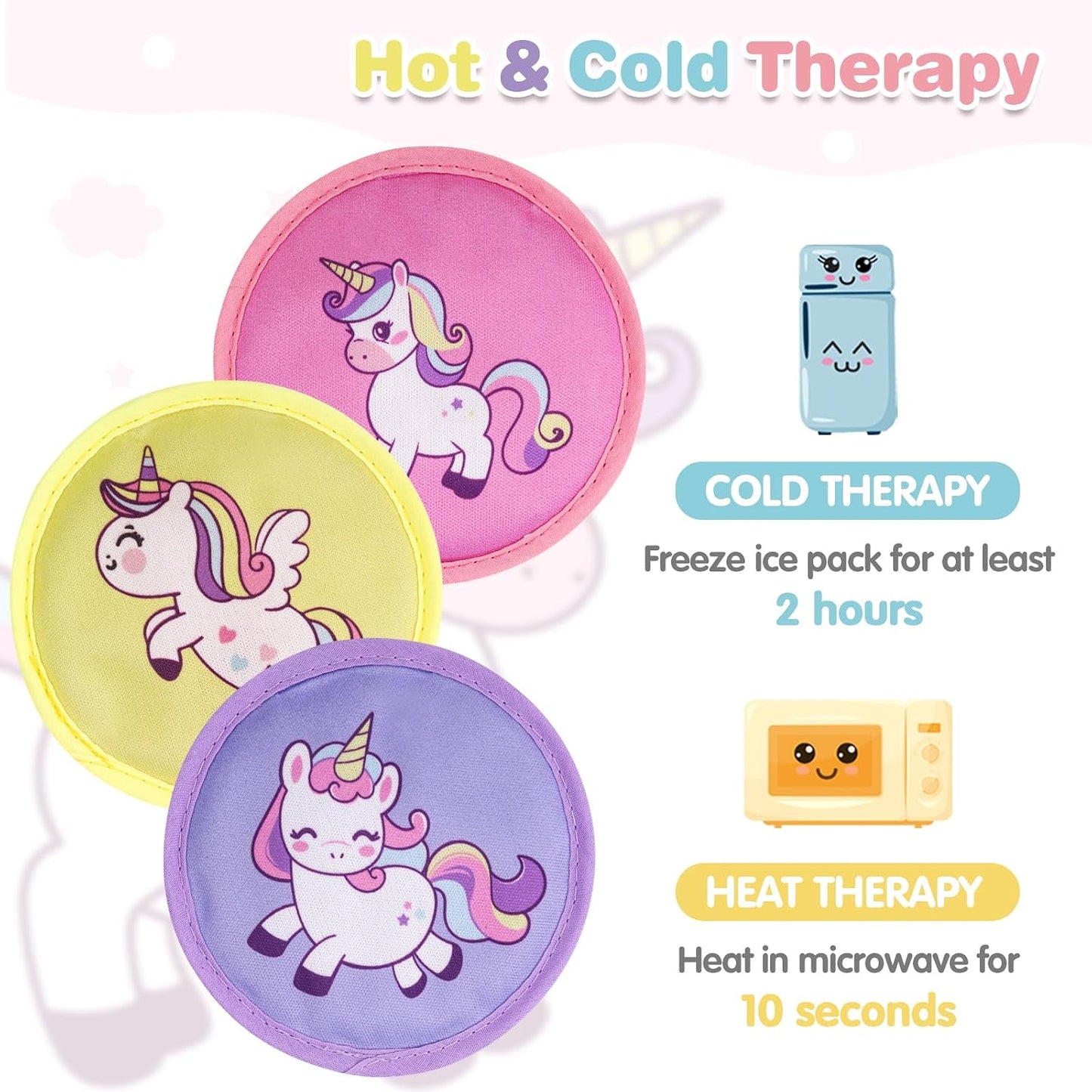 Hilph Kids Ice Packs for Boo Boos - FSA Eligible HSA, 3 Pack Gel Ice Packs for Toddlers & Children Injuries Reusable, Soft Small Hot & Cold Pack for Bumps, Bruises, Fever, Get Well Gifts