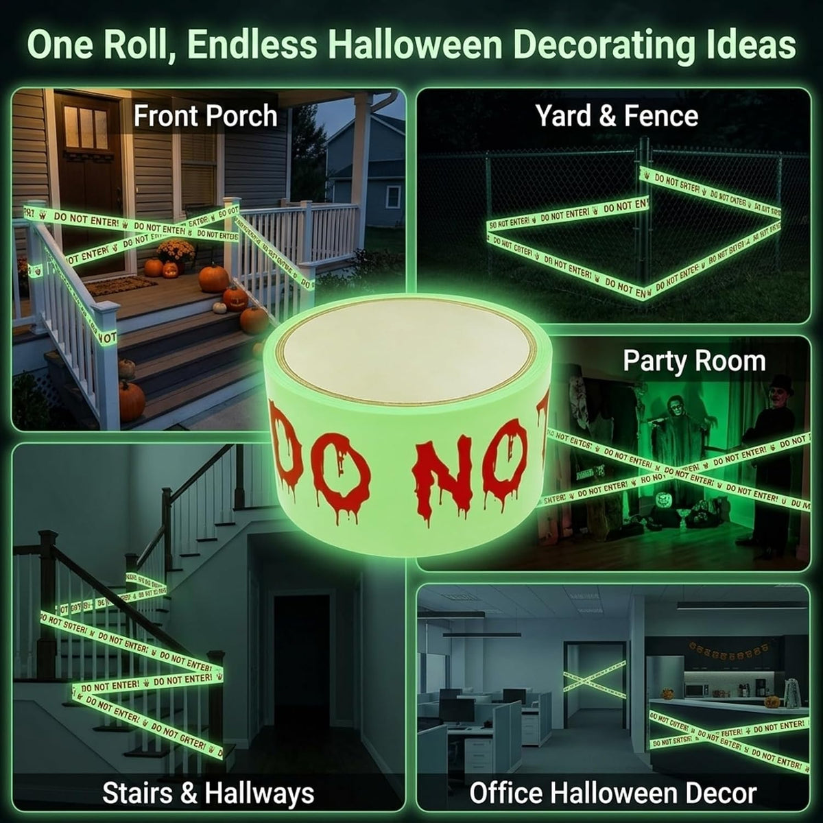 2IN x 32.8FT Glow in The Dark Halloween Caution Tape, Do Not Enter