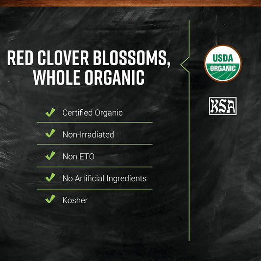 Frontier Co-op Organic Whole Red Clover Blossoms, 0.71oz - Fragrant, Natural and Versatile for Garnishes and Red Clover Tea - Kosher, Non-Irradiated