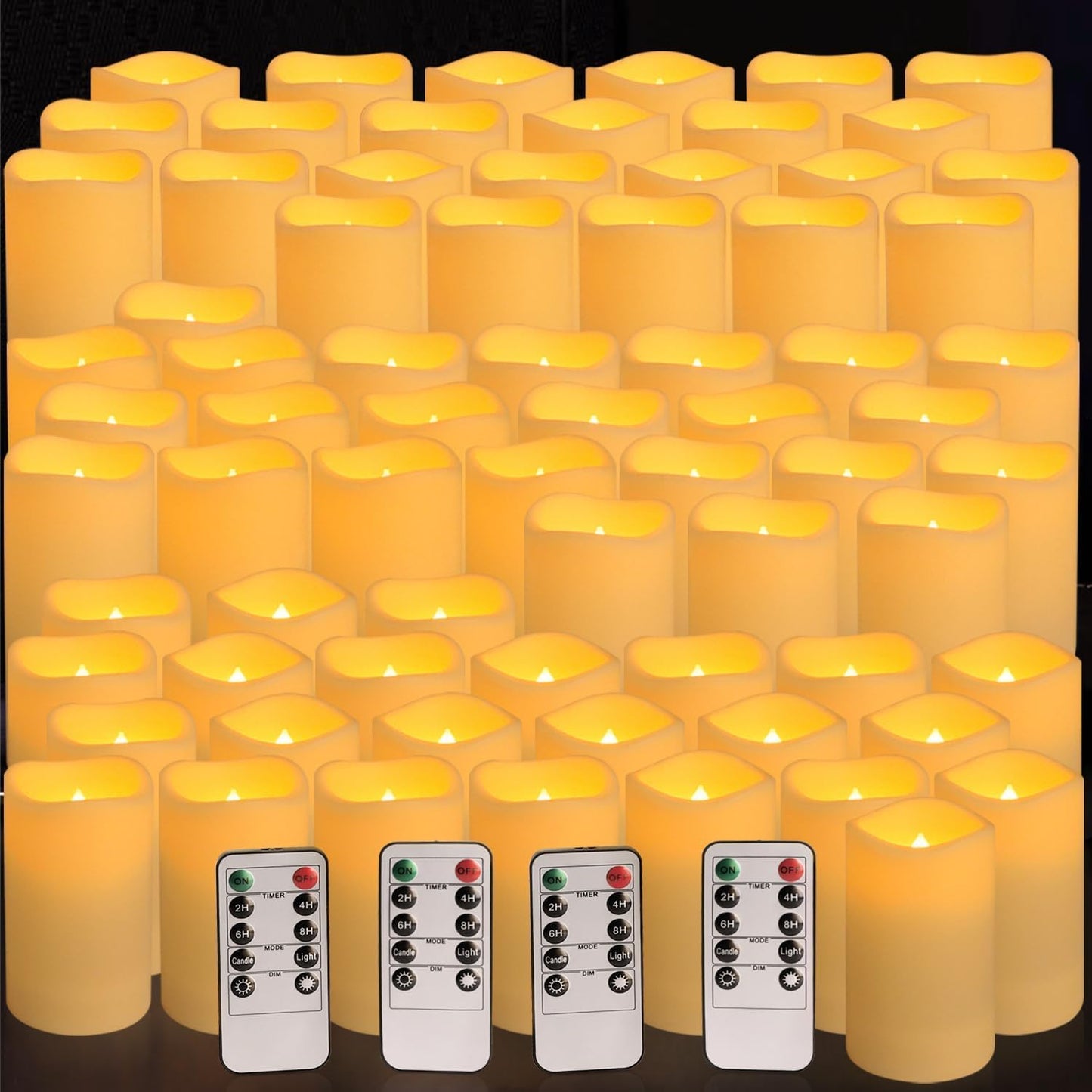 YOROXRG Set of 24 Waterproof Outdoor Flameless Candles, LED Candles with 4 Remote and Timer,(H 4" 5" 6" x D 2.2"),for Halloween Wedding Festiv
