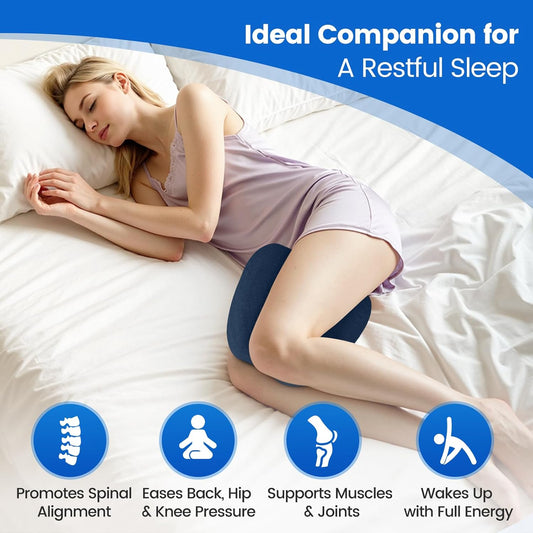 Knee Pillow for Side Sleepers, High-Density Memory Foam Leg Pillow for Side Sleeping, Heart-Shaped Design for Knees, Hips & Spinal Alignment, Grey