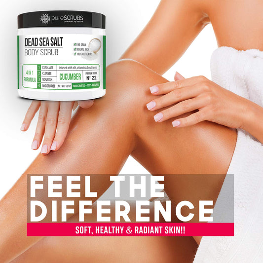 pureSCRUBS Premium Cucumber Body Scrub Set, Exfoliating Dead Sea Salt Scrub