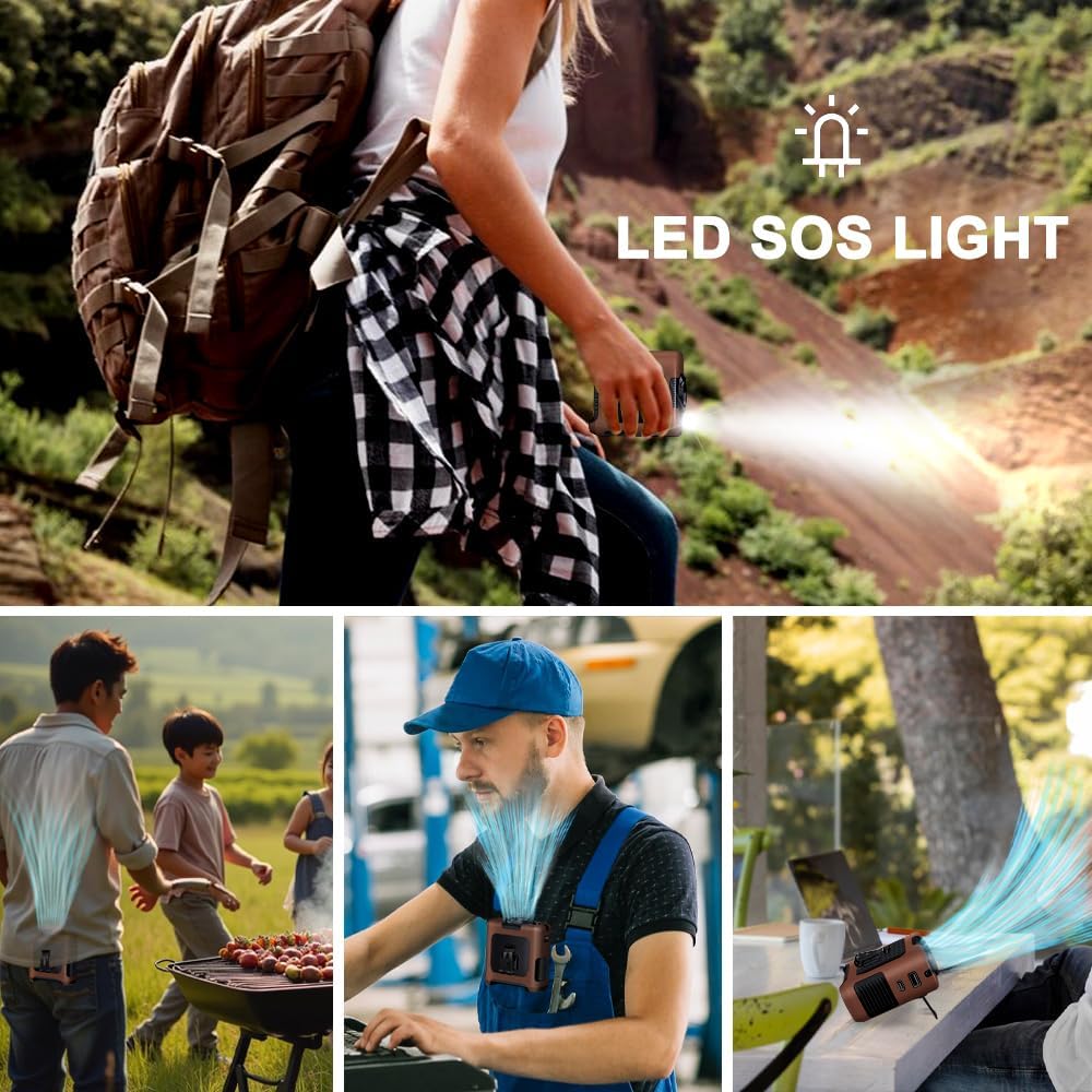 AINFTIME 2025 Portable Waist Clip Body Fan 10000mAh Personal Wearable 8-40H Powerful Outdoor (10000mAH / Green)