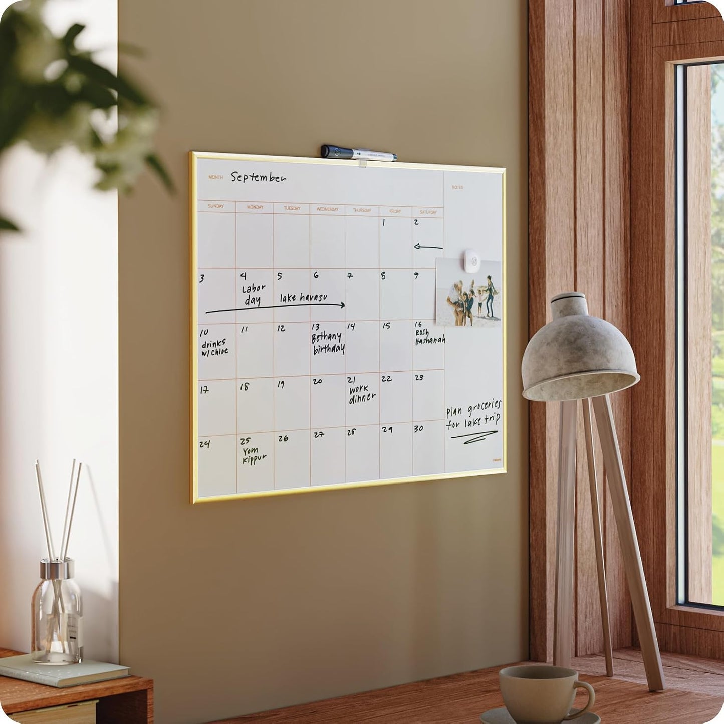 U Brands Magnetic Dry Erase Calendar White Board, 16" x 20", Silver Aluminum Frame, Includes Magnet and Marker