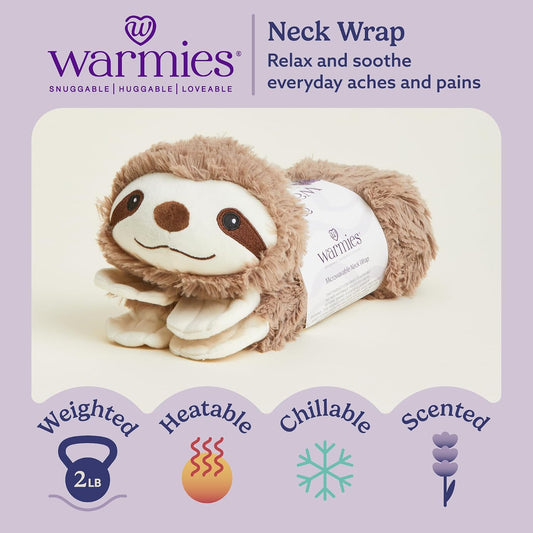 warmies Microwavable Neck & Shoulder Wrap - Soothing Microwavable Heat Relief - Warm Compress & Cooling Wrap - Lavender Weighted Neck Warmer for Aches & Pain - Brown, Lavender Scent
