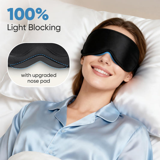 Weighted Eye Mask for Sleeping - Sleep Mask for Women & Men, 3D Contoured Blackout Sleeping Mask for Lash Extensions, Zero Pressure Soft Eye Cover with Adjustable Strap for Travel, Black