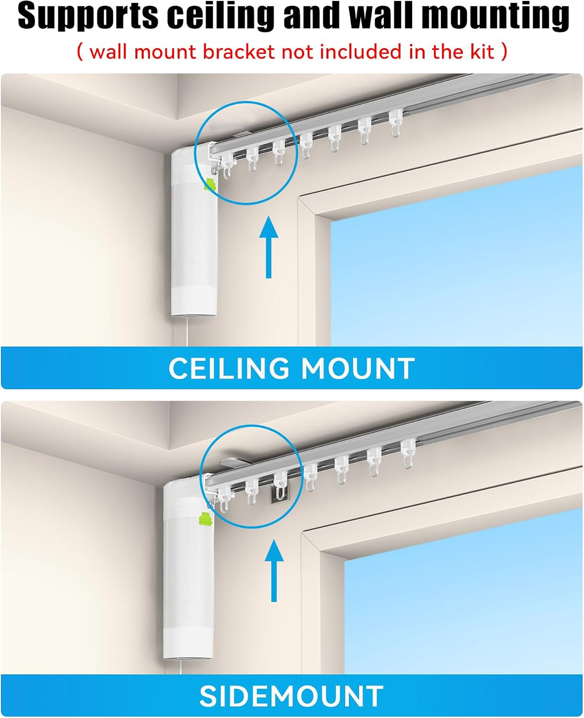 Smart Curtains System, Electric Curtain Track with Automated Rail, Motorized Curtain Rod with Remote Control, Works with Alexa Google Home Tuya App, Voice Control, for Home Bedroom 20"-126"