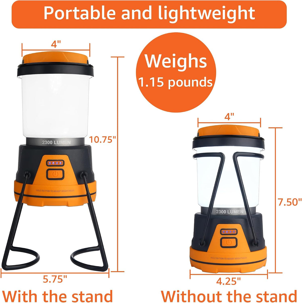 LED Camping Lantern Rechargeable, 1800LM, 4 Light Modes, 4400mAh Power Bank, IP44 Waterproof, Perfect Lantern Flashlight for Hurricane, Emergency, Power Outages, Home and More, with USB Cable