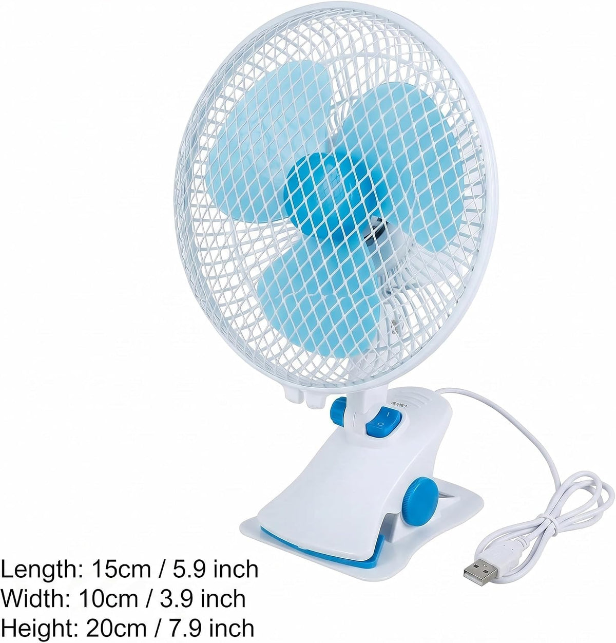 Clip On Fan, 8.66 Inch Desk Fan with Auto Oscillation, 20W 2 Speed Quiet Operation, 2.5 Inch Strong Grip Clamp, White AB