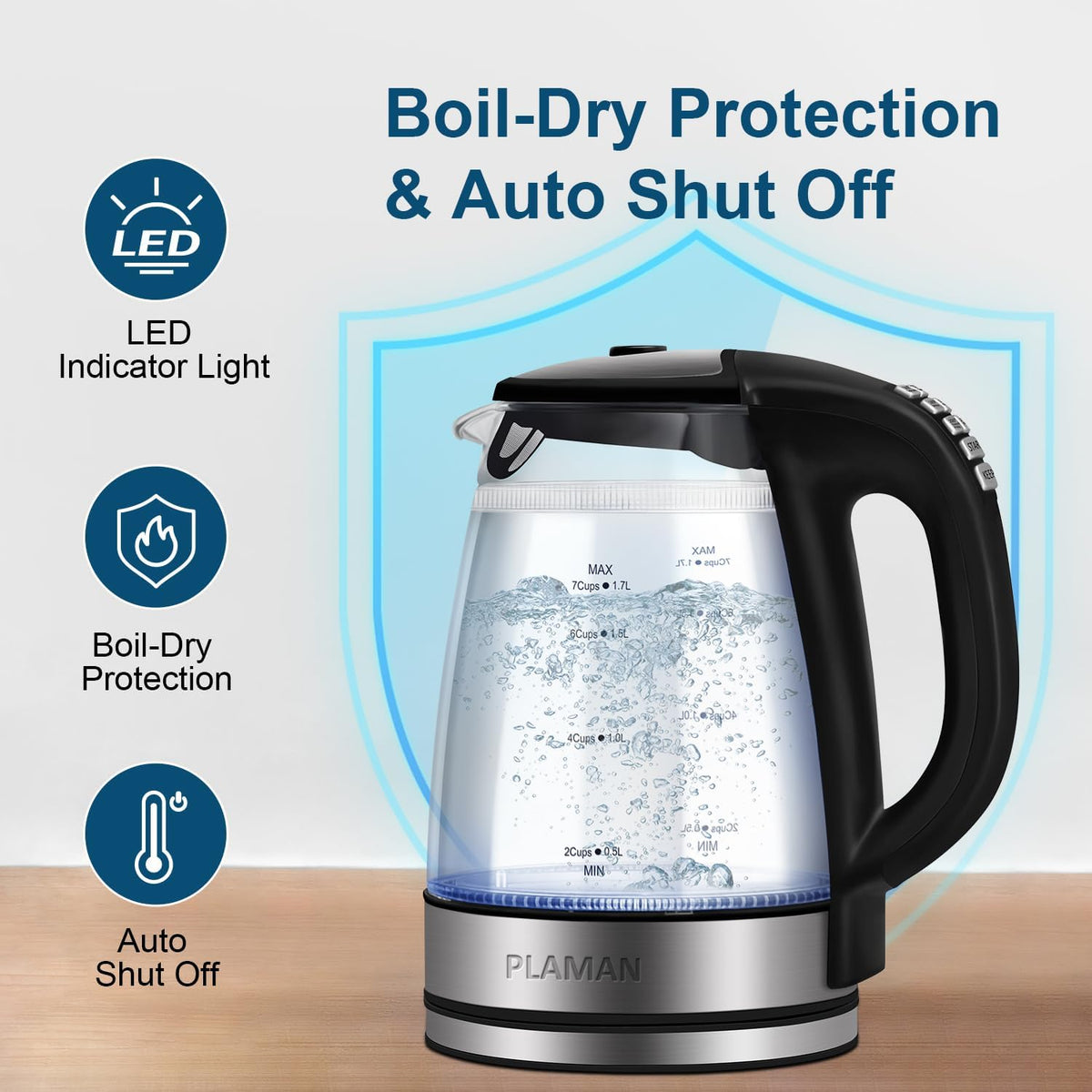 Cool Touch Electric Kettle with 6 Temp Presets for Tea/Coffee