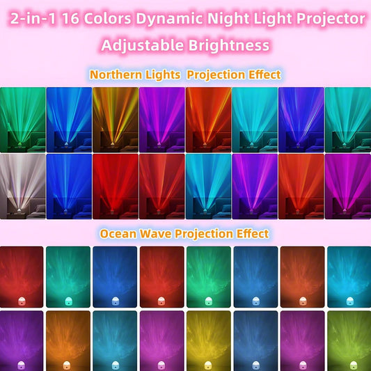 2 in 1 Ocean Wave Projector Light & Northern Light Projector Sunset Lamp