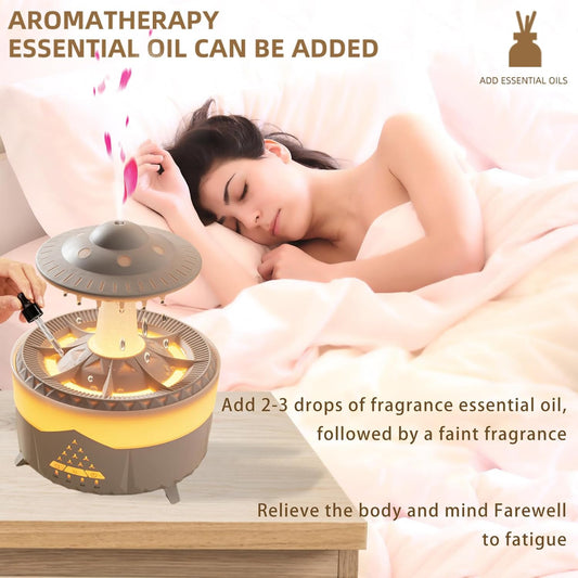 Raindrop Humidifier for Bedroom, 350ml Cool Mist Humidifier with Essential Oil Diffuser, 7 Colors LED Night Light & 4 Timers, Ultrasonic Vaporizer for Home Nursery Office