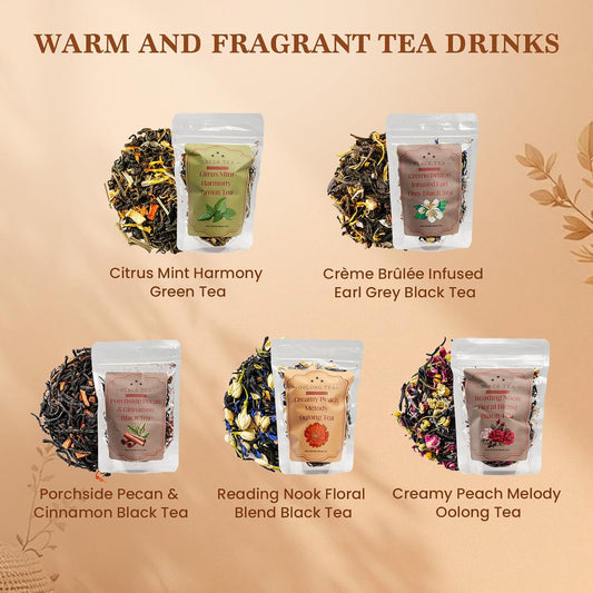 Loose Leaf Tea Sampler, 5 Natural Assorted Tea Gift Set For Tea Lovers