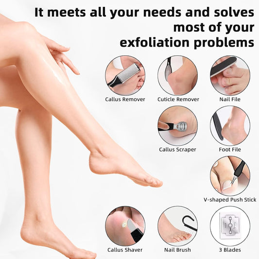 Electric Callus Remover for Feet Rechargeable Hard Skin Remover with 3 Replacement Rollers, Electric Foot Care with LED Light L02