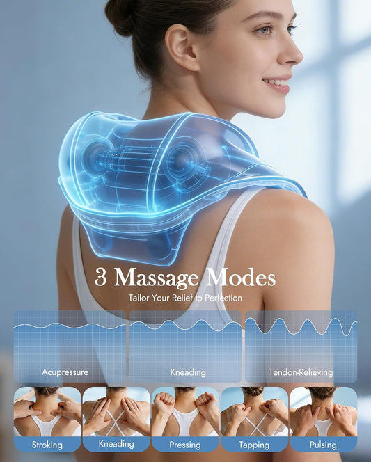 Neck Massager with Heat Cordless: Shiatsu Back Shoulder Massage Tools for Pain Relief Deep Tissue Electric 4D Kneading for Muscle Remedy Lymphatic Drainage Gifts for Men Women Mom Dad (Black)