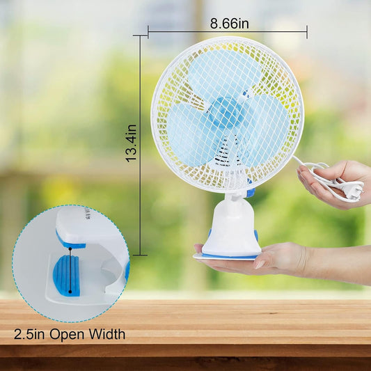 KOCASO 8 In Clip Fan, 2-Speed Convertible Desk Fan with Powerful Clamp