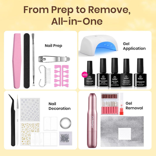 Beetles LuliCore Polka Gel Nail Kit with Nail Drill - 32 Color Fall Nails