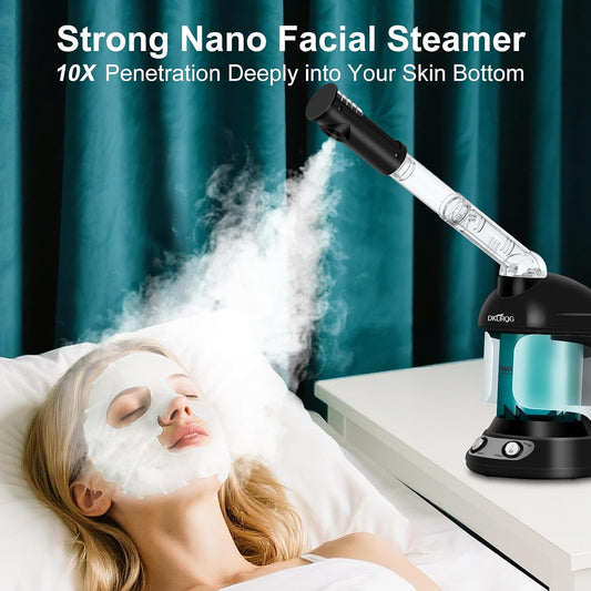 Facial Steamer, Nano Ionic Face Steamer for Facial Deep Cleaning Portable Ozone Steamer with Extendable 360° Rotating Arm, Humidifier for Home Salon Spa or Personal Care (Blue)