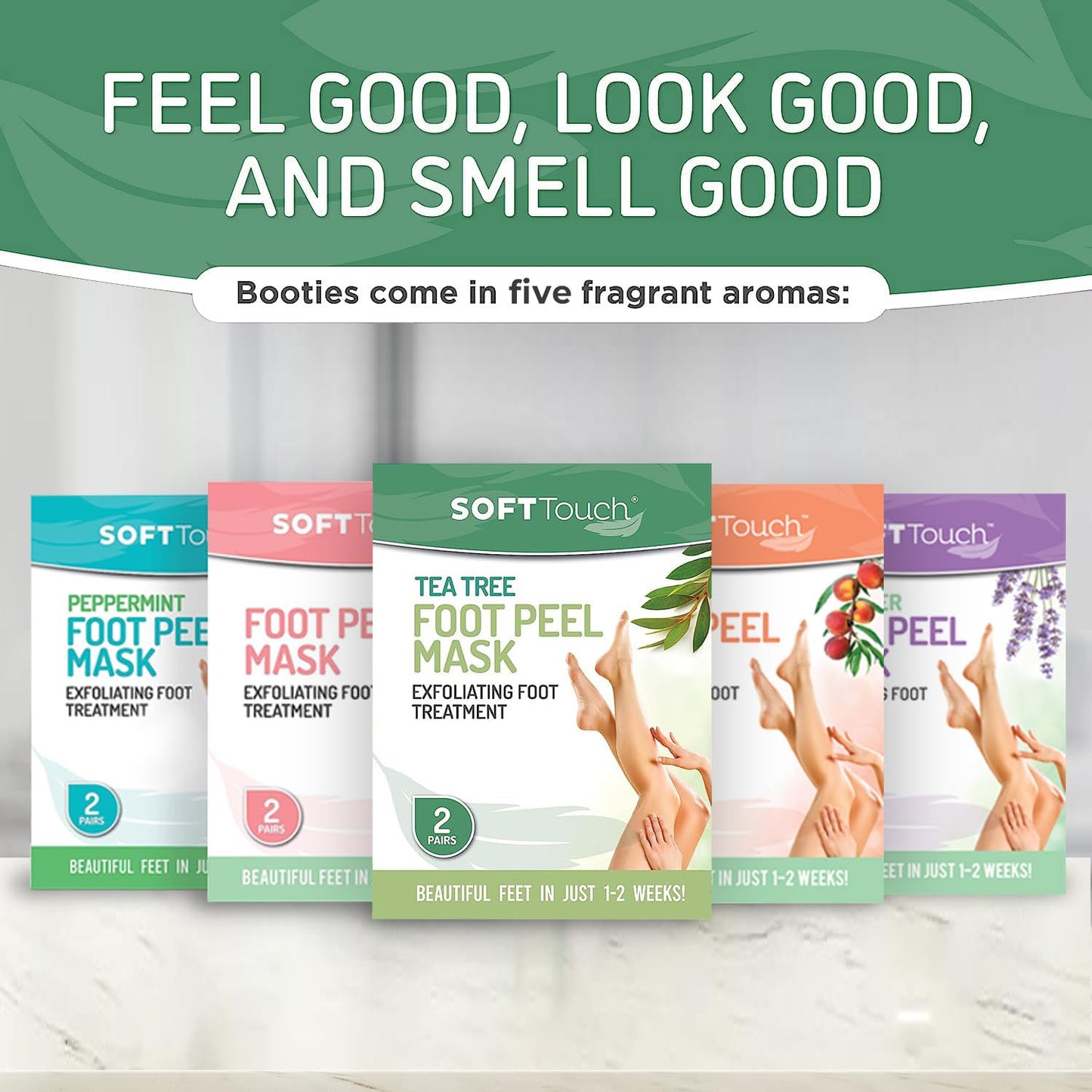 Dermora Soft Touch Foot Peel Mask - Pack of 2 Feet Peeling Masks for Dry, Cracked Heels & Calluses - Exfoliating Foot Mask Peel for Baby Soft Skin (Original)