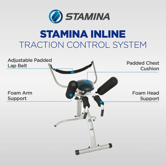 Stamina InLine Traction Control System, Back Pain Relief & Spine Decompression Machine - Stretching and Exercise Equipment for Home and Gym Workout - Portable Lower Body Fitness Stretcher