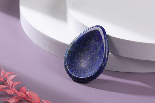 Jovivi Lapis Lazuli Thumb Worry Stone for Anxiety Stress Pocket Palm Stones