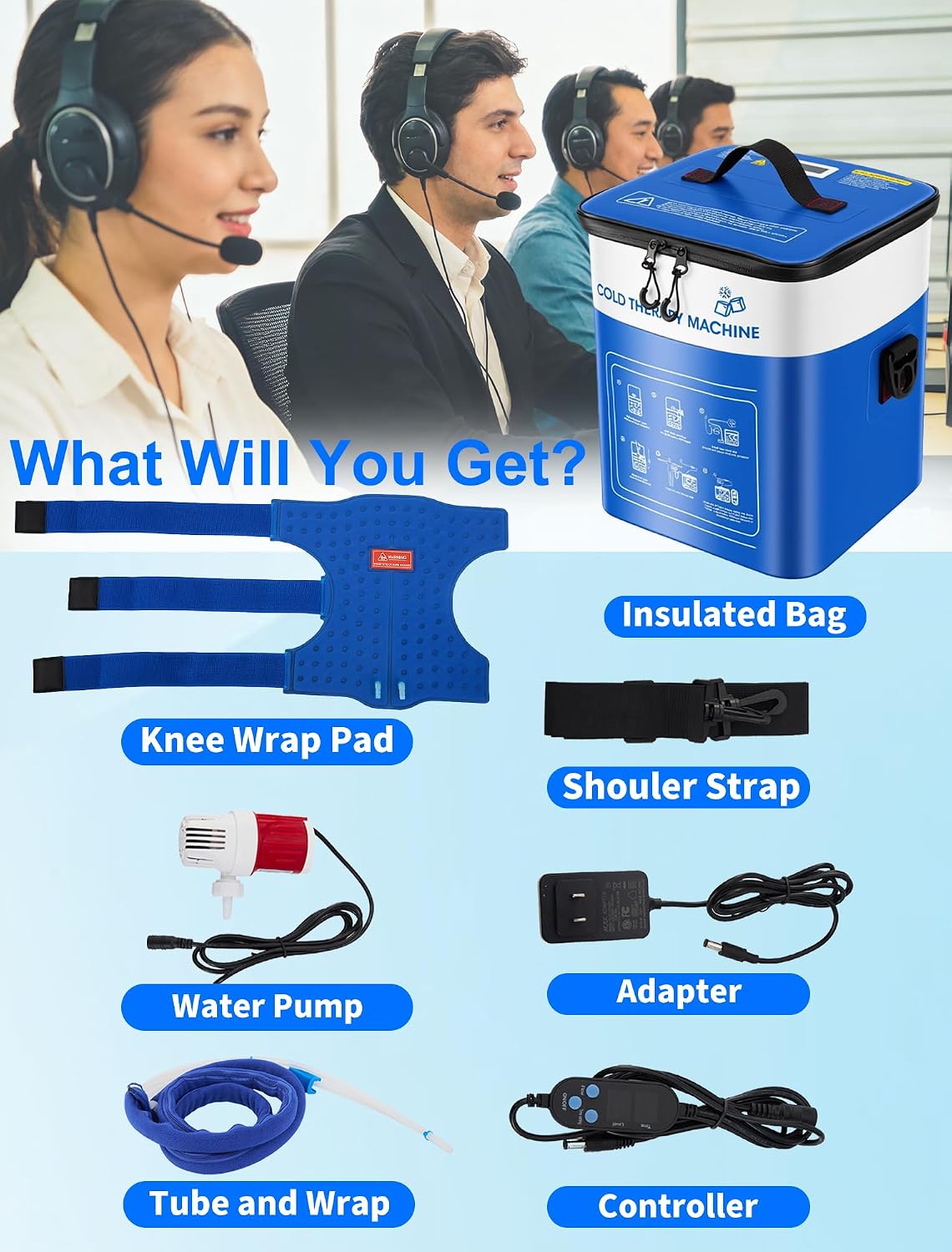 Cold Therapy Machine for Foot Ankle Surgery, Ice Therapy Machine with Pressure Regulator, Timer & Temperature Display, Cryotherapy Unit with Foot Ankle Ice Pack Wrap for Post-Surgery Recovery