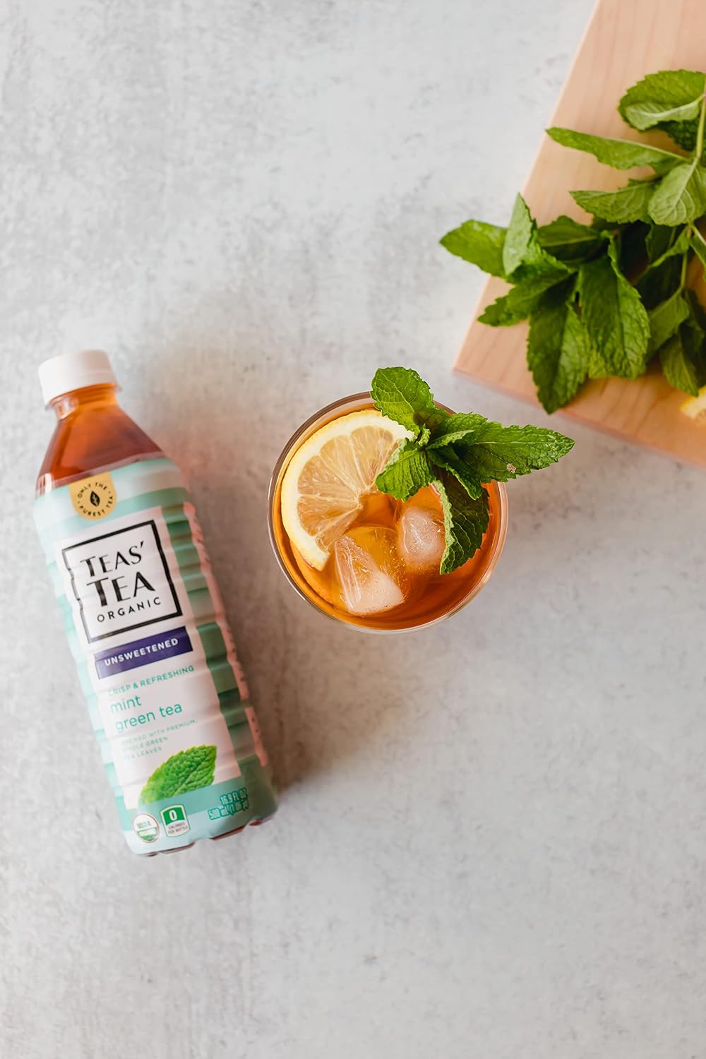 Teas' Tea Unsweetened Mint Green Tea 16.9 Fl Oz (Pack of 12) Organic, Sugar Free, Zero calorie