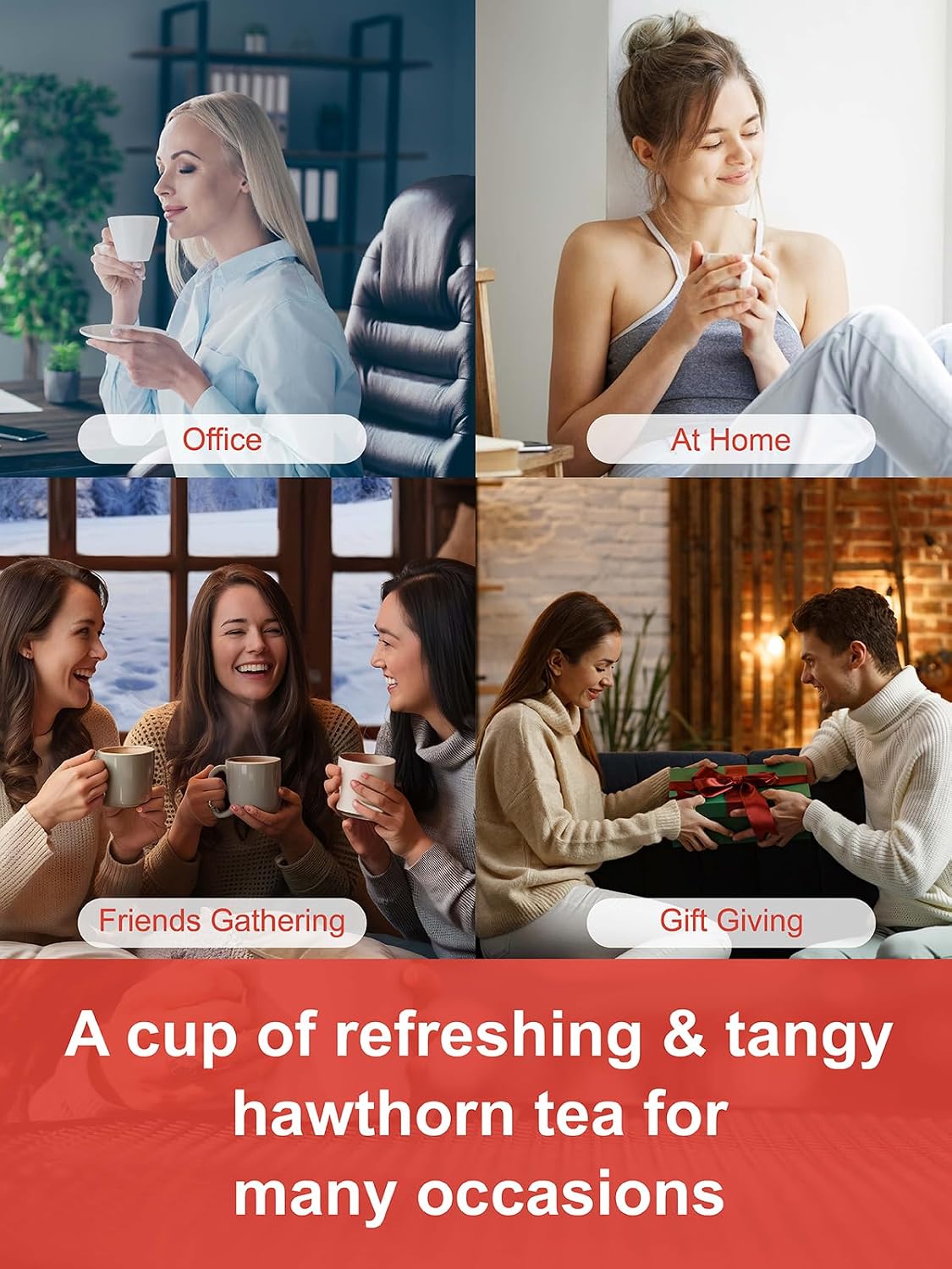TeeLux Hawthorn Berry Tea Bags, Natural Premium Hawthorn Berries Herbal Tea, Tangy Flavor and Aroma, Caffeine Free