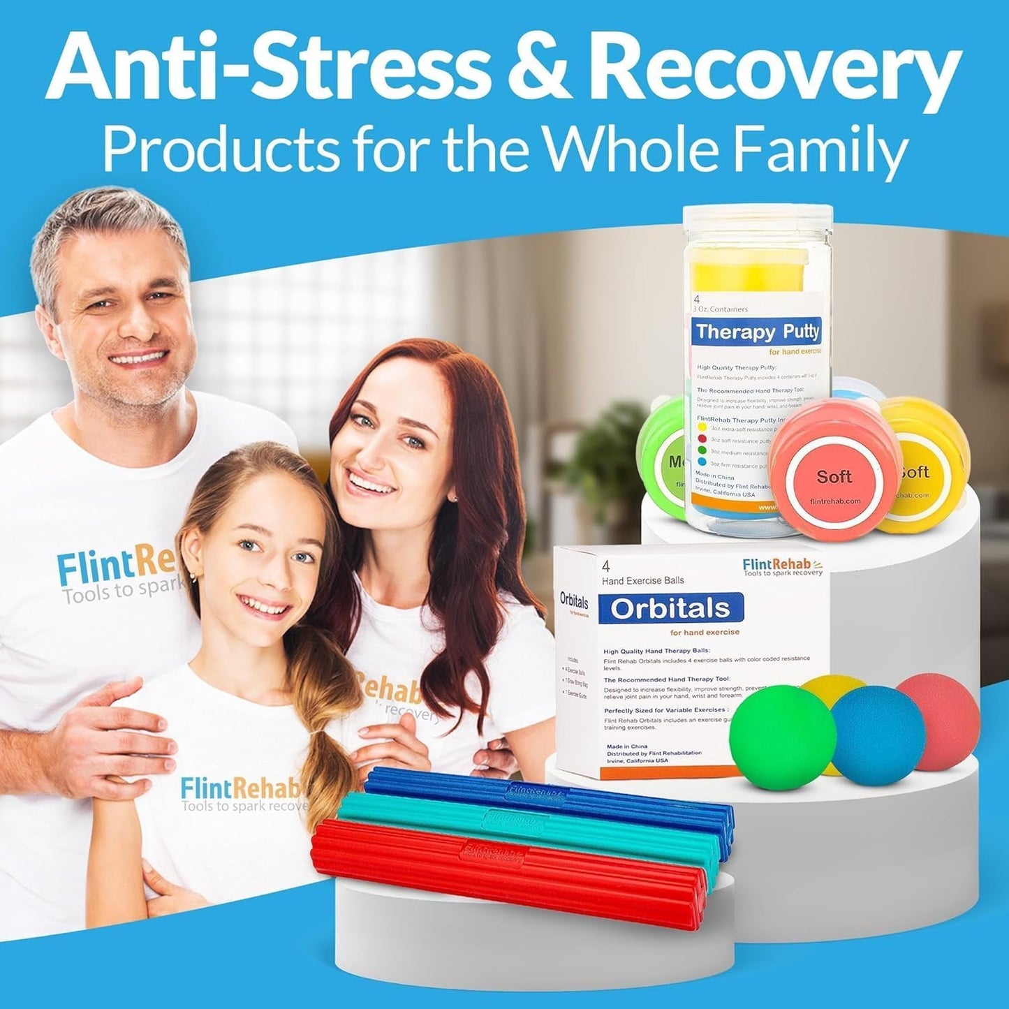 FlintRehab Therapy Putty for Teens & Adults (4 Pack, 3 Oz Each) - Putty for Hand Therapy, Fidgeting & Stress Relief - Non-Toxic Resistive Exercise Putty for Hand Strengthening
